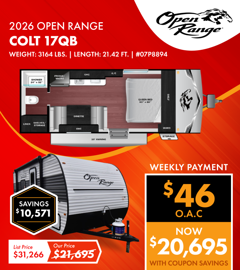 2026 Open Range Colt 17QB Travel Trailer