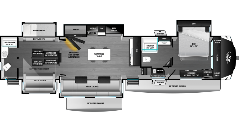 2026 Highland Ridge Open Range 3X FW 393TBR Floorplan