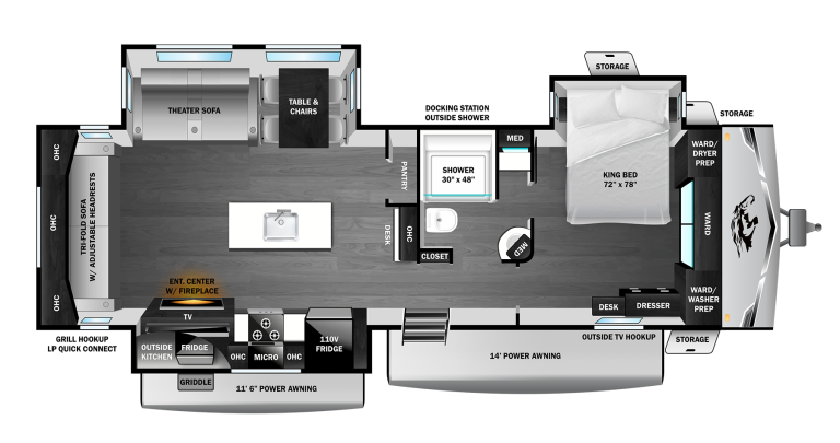 2026 Highland Ridge Open Range TT 322RLS Floorplan