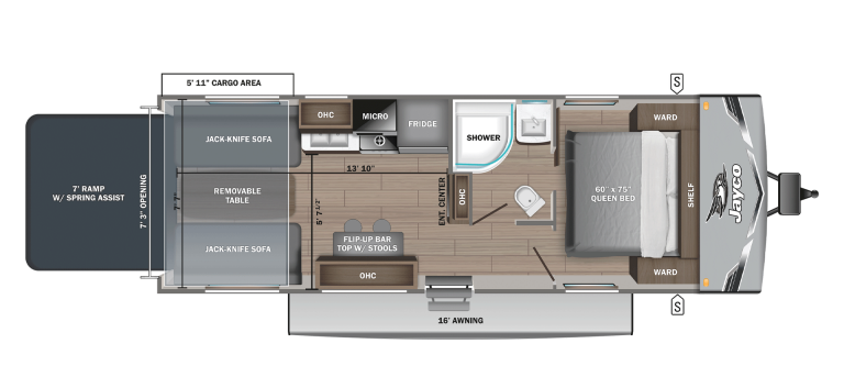 2026 Jayco Jay Flight SLX 265TH - Toy Hauler Floorplan