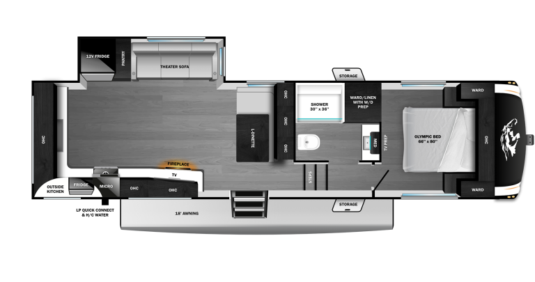 2026 Open Range Roamer FW 27RKSS Floorplan