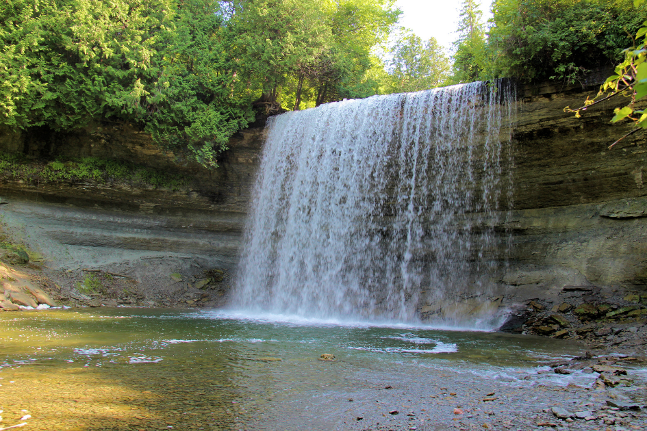 A view of Bridal Veil falls on Manitou Island.