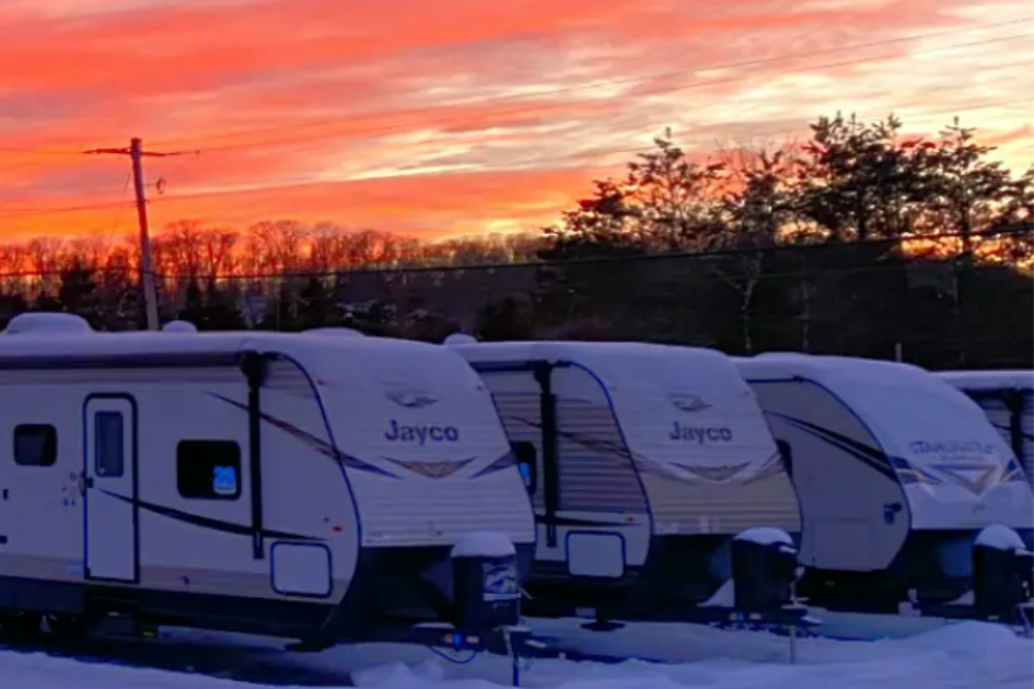 Winterized and stored RV's at Christie's RV''s storage facility