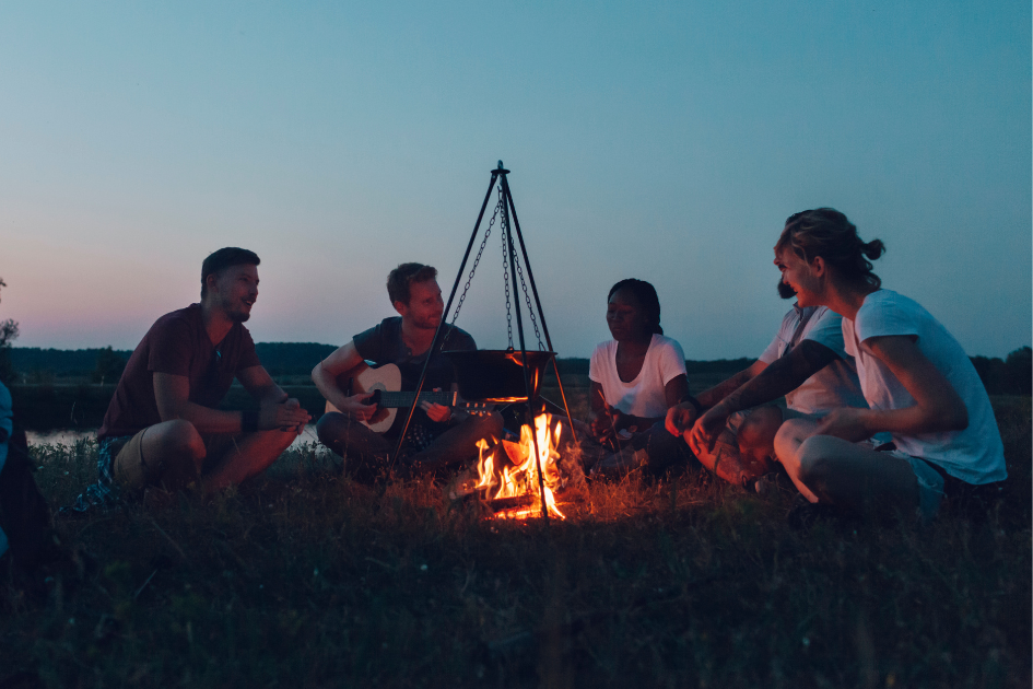 RVers talking around a campfire