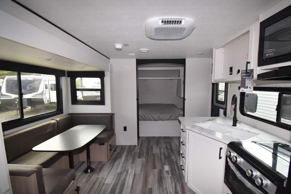 The Jayco Jay Flight SLX 245BHS interior living space and kitchen